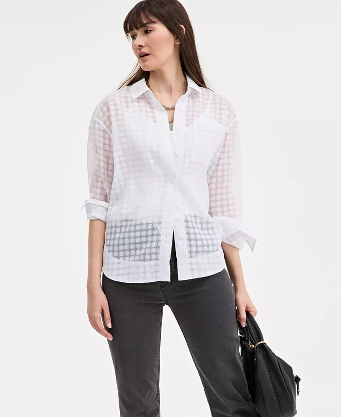 Alfani On 34th Women's Floral-Burnout Relaxed Blouse Exclusively At Macy's Women's Fashion Shoes & Accessories
