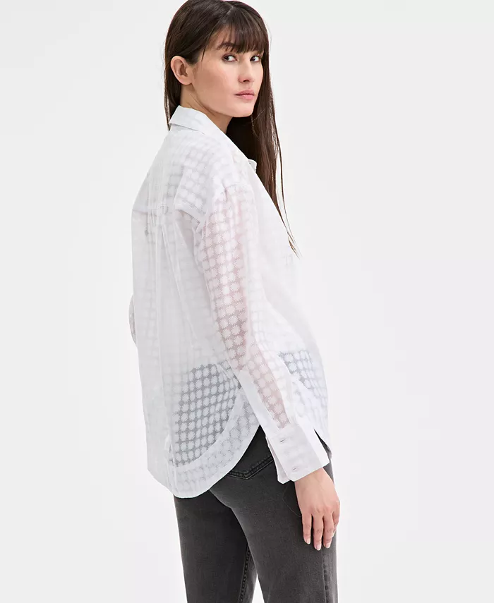 Alfani On 34th Women's Floral-Burnout Relaxed Blouse Exclusively At Macy's Women's Fashion Shoes & Accessories