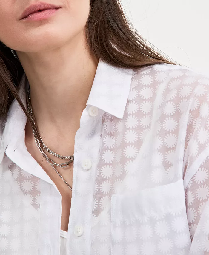 Alfani On 34th Women's Floral-Burnout Relaxed Blouse Exclusively At Macy's Women's Fashion Shoes & Accessories
