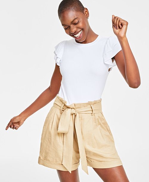 alfani On 34th Women's Flutter-Sleeve Ribbed Top Created for Macy's Women's Fashion Shoes & Accessories