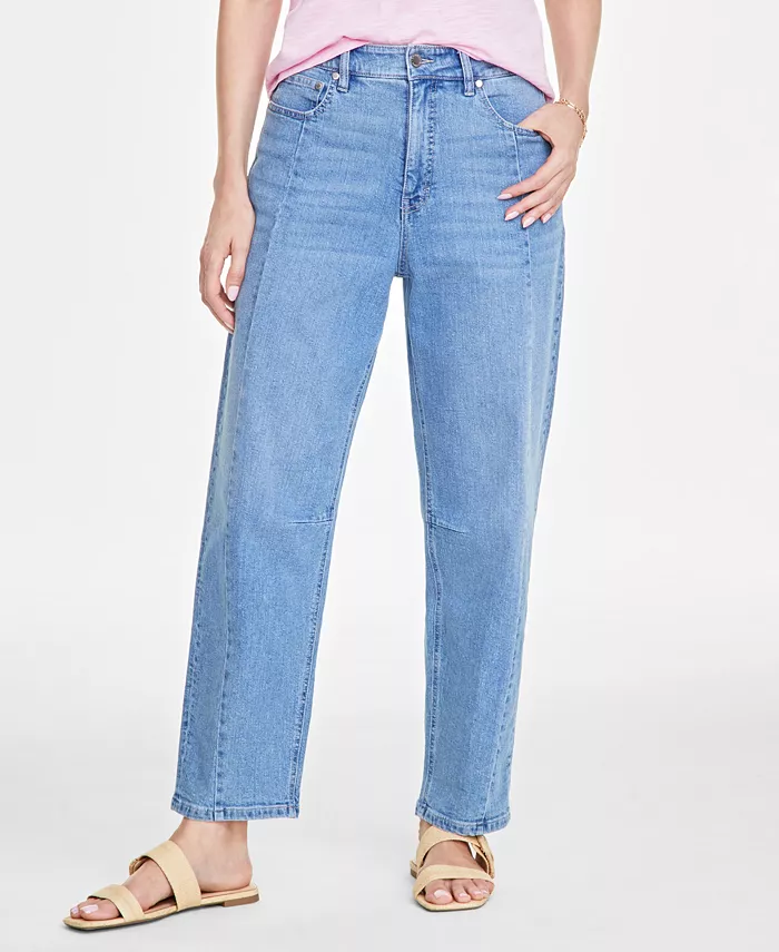 Alfani On 34th Women's High-Rise Barrel-Leg Jeans Exclusively At Macy's Women's Fashion Shoes & Accessories