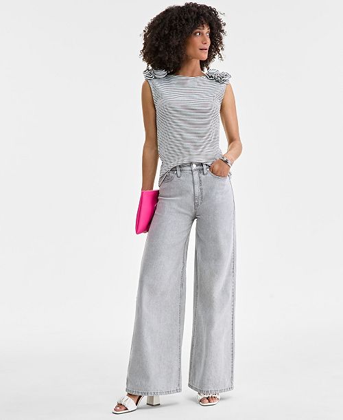 alfani On 34th Women's High-Rise Wide-Leg Jeans Exclusively at Macy's Women's Fashion Shoes & Accessories
