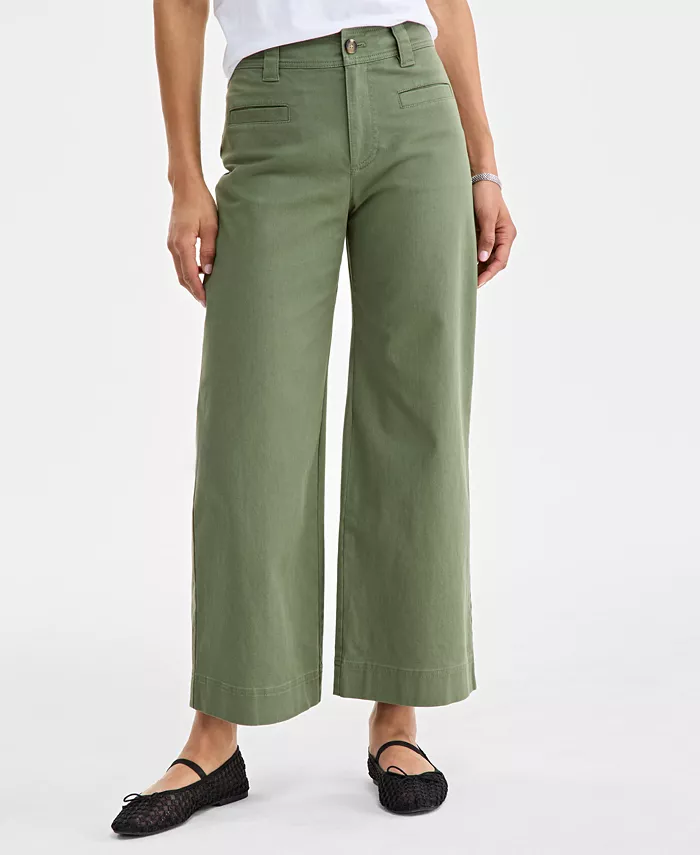 Alfani On 34th Women's Mid Rise Cropped Wide-Leg Chino Pants Exclusively At Macy's Women's Fashion Shoes & Accessories
