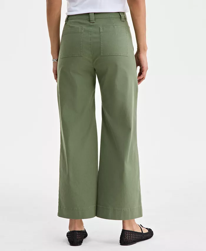 Alfani On 34th Women's Mid Rise Cropped Wide-Leg Chino Pants Exclusively At Macy's Women's Fashion Shoes & Accessories