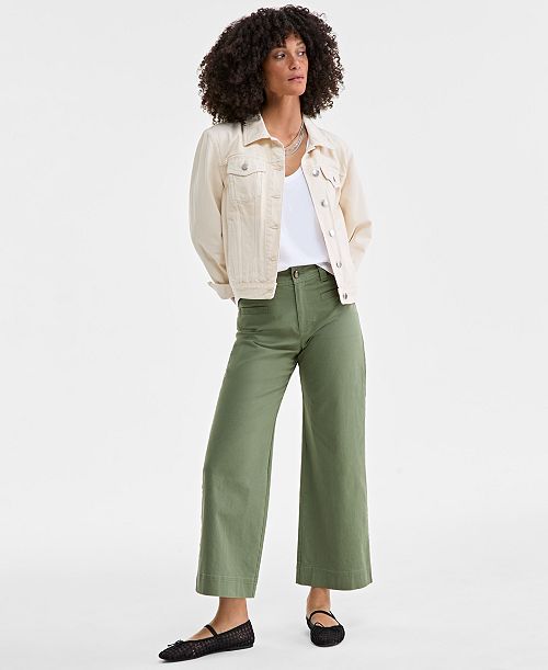 alfani On 34th Women's Mid Rise Cropped Wide-Leg Chino Pants Exclusively at Macy's Women's Fashion Shoes & Accessories