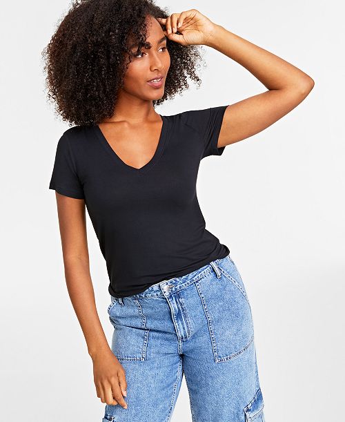 alfani On 34th Women's Modal V-Neck T-Shirt Created for Macy's Women's Fashion Shoes & Accessories