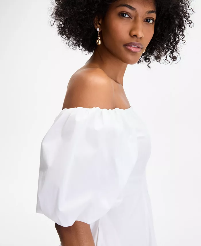 Alfani On 34th Women's Off-The-Shoulder Puff-Sleeve Midi Dress Exclusively At Macy's Women's Fashion Shoes & Accessories
