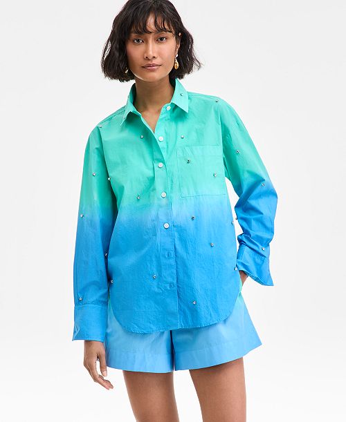 alfani On 34th Women's Ombré Rhinestone Shirt Exclusively at Macy's Women's Fashion Shoes & Accessories