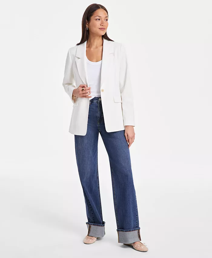 Alfani On 34th Women's Pinstripe Boyfriend Blazer Exclusively At Macy's Women's Fashion Shoes & Accessories