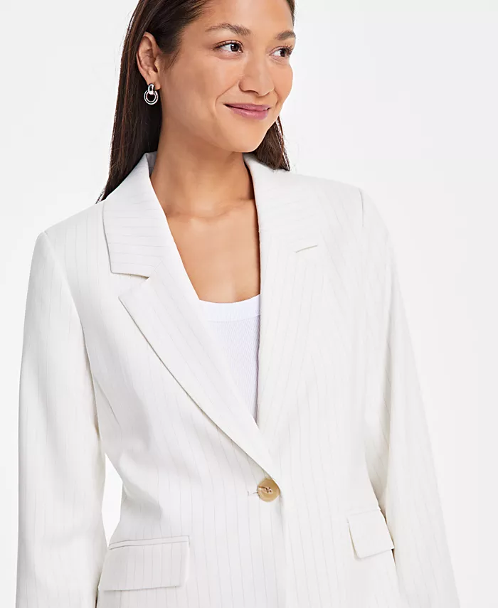 Alfani On 34th Women's Pinstripe Boyfriend Blazer Exclusively At Macy's Women's Fashion Shoes & Accessories