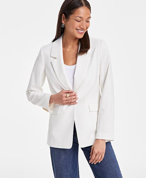 alfani On 34th Women's Pinstripe Boyfriend Blazer Exclusively at Macy's Women's Fashion Shoes & Accessories