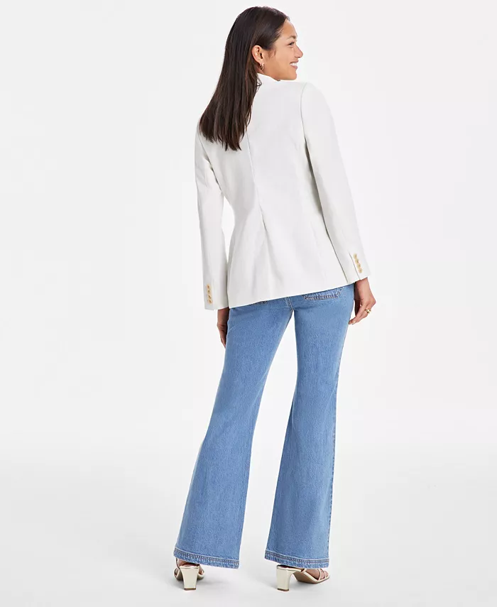 Alfani On 34th Women's Pinstripe Boyfriend Blazer Vest & Relaxed Flare Jeans Exclusively At Macy's Women's Fashion Shoes & Accessories