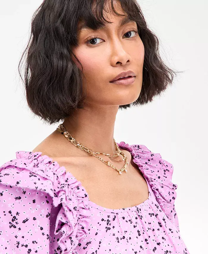 Alfani On 34th Women's Printed Balloon-Sleeve Blouse Exclusively At Macy's Women's Fashion Shoes & Accessories