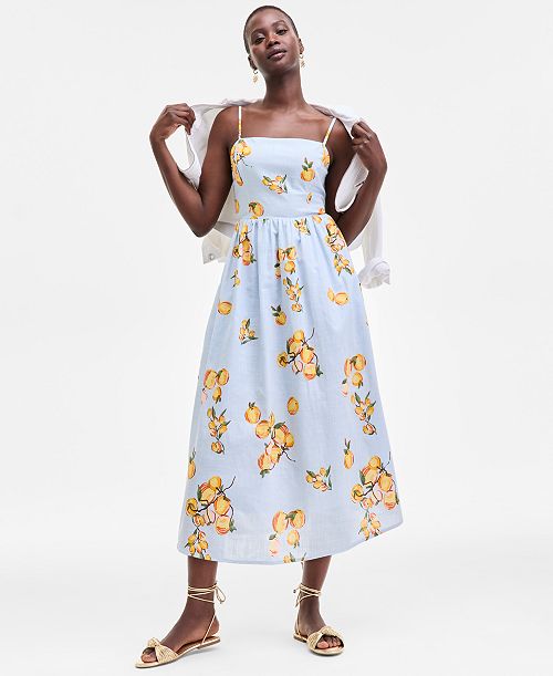 alfani On 34th Women's Printed Cutout-Back Midi Dress Exclusively at Macy's Women's Fashion Shoes & Accessories