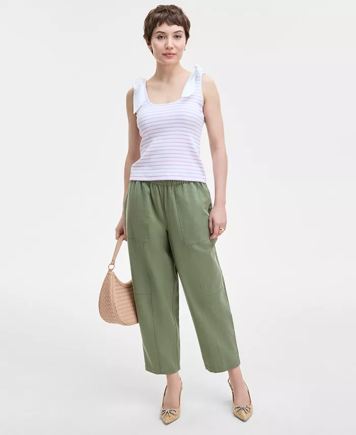 Alfani On 34th Women's Ribbed Bow-Shoulder Tank Top Exclusively At Macy's Women's Fashion Shoes & Accessories
