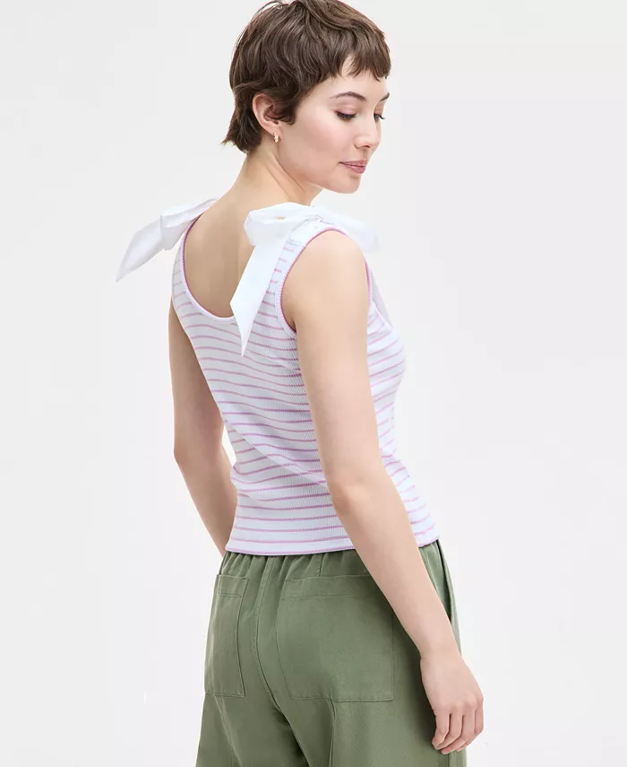 Alfani On 34th Women's Ribbed Bow-Shoulder Tank Top Exclusively At Macy's Women's Fashion Shoes & Accessories