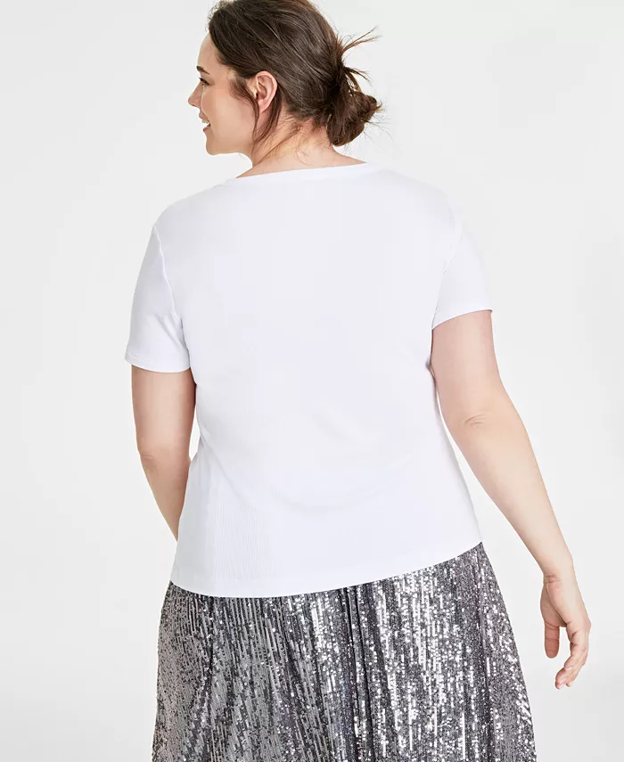 Alfani On 34th Women’s Ribbed T-Shirt XXS-4X Created For Macy’s Women's Fashion Shoes & Accessories
