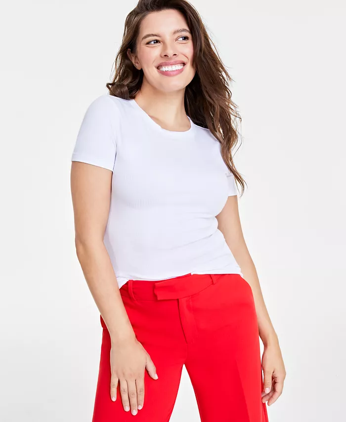 Alfani On 34th Women’s Ribbed T-Shirt XXS-4X Created For Macy’s Women's Fashion Shoes & Accessories