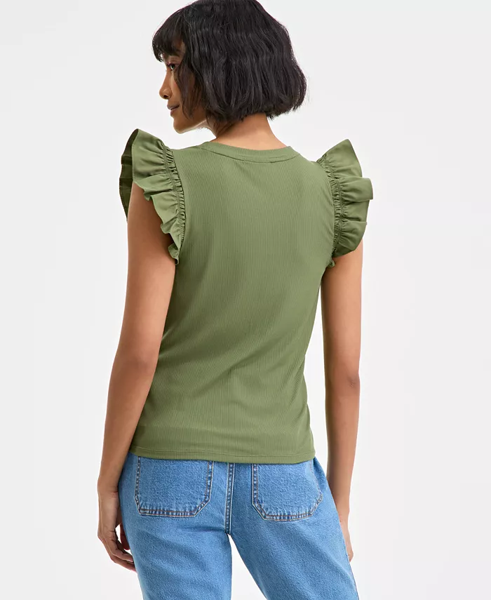 Alfani On 34th Women's Ruffle-Sleeve Knit Top Created For Macy's Women's Fashion Shoes & Accessories
