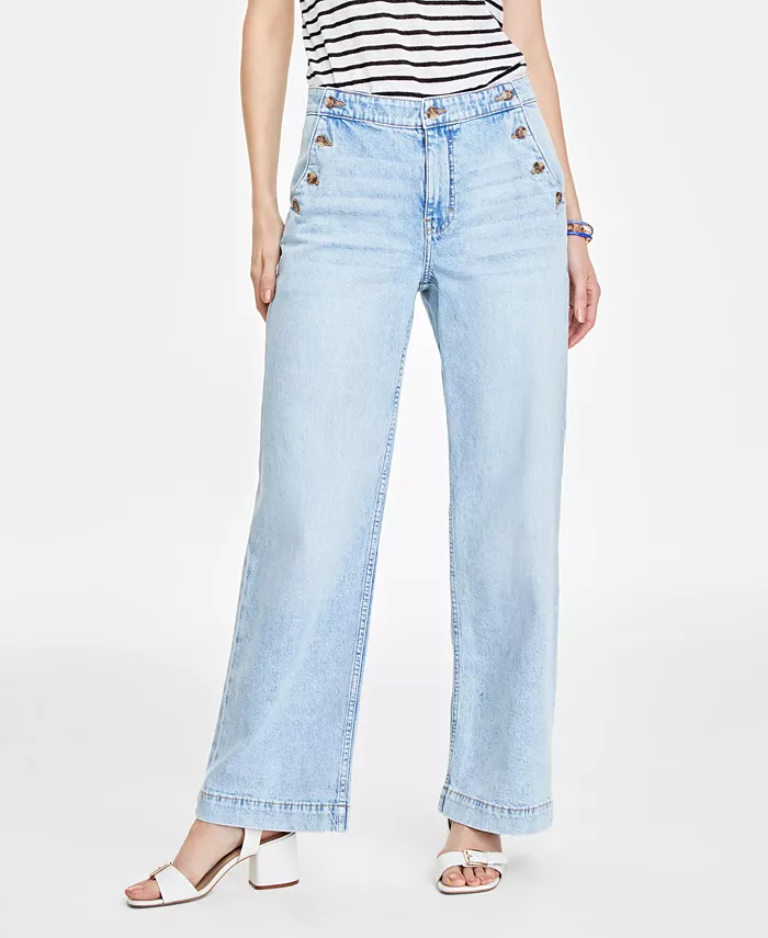 Alfani On 34th Women's Sailor High-Rise Wide-Leg Jeans Regular & Short Created For Macy's Women's Fashion Shoes & Accessories