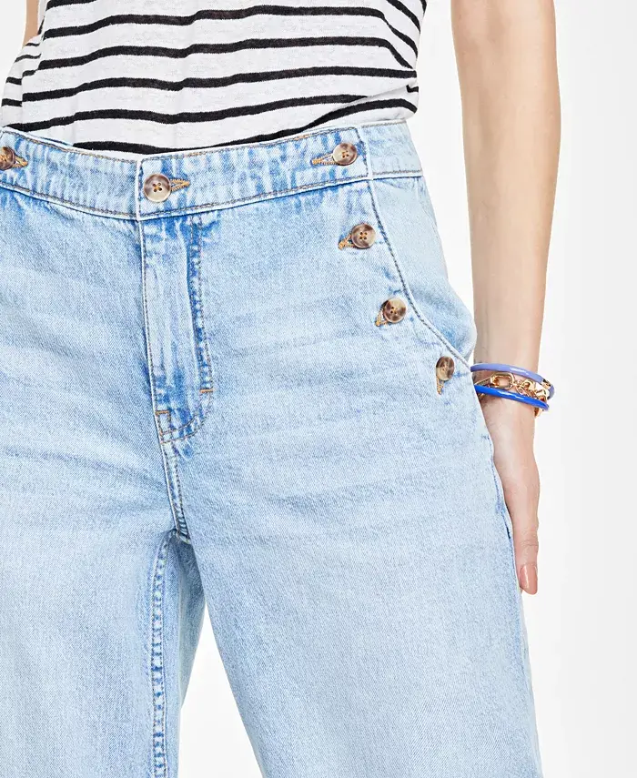 Alfani On 34th Women's Sailor High-Rise Wide-Leg Jeans Regular & Short Created For Macy's Women's Fashion Shoes & Accessories
