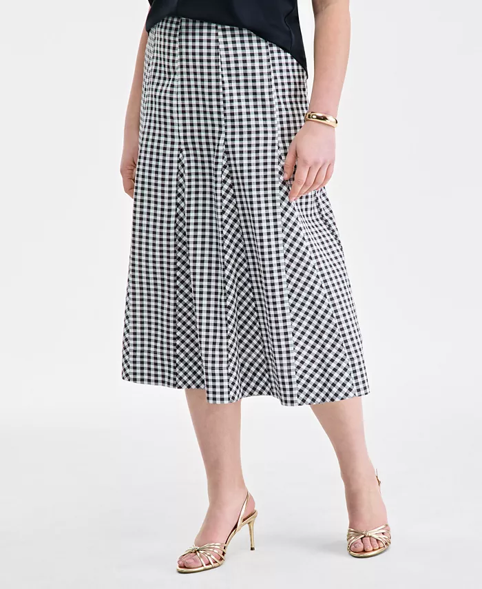 Alfani On 34th Women's Seersucker Gingham Midi Skirt Exclusively At Macy's Women's Fashion Shoes & Accessories