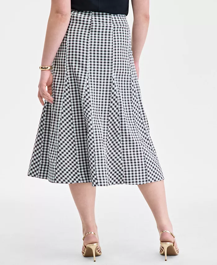 Alfani On 34th Women's Seersucker Gingham Midi Skirt Exclusively At Macy's Women's Fashion Shoes & Accessories
