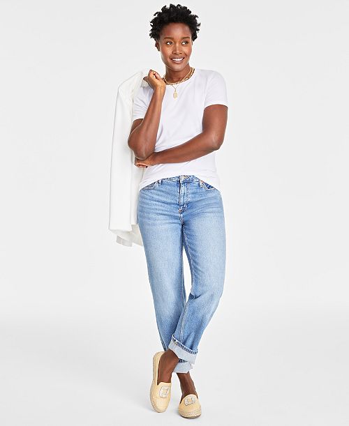 alfani On 34th Women's Short-Sleeve Crewneck Modal T-Shirt Created for Macy's Women's Fashion Shoes & Accessories