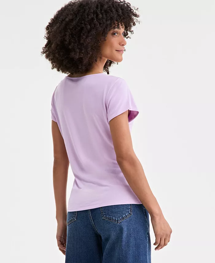 Alfani On 34th Women's Side-Tie Short-Sleeve Top Exclusively At Macy's Women's Fashion Shoes & Accessories