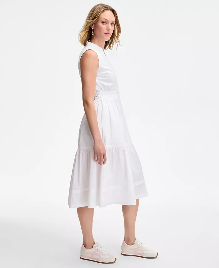 Alfani On 34th Women's Sleeveless Tiered Midi Shirtdress Exclusively At Macy's Women's Fashion Shoes & Accessories