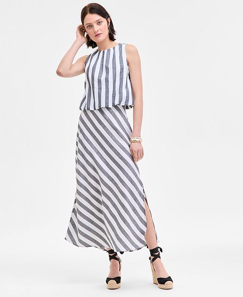 alfani On 34th Women's Striped Maxi Skirt Exclusively at Macy's Women's Fashion Shoes & Accessories