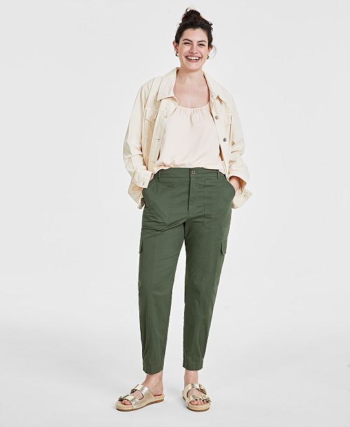 alfani On 34th Women's Tapered Ankle-Length Cargo Pants Created for Macy's Women's Fashion Shoes & Accessories