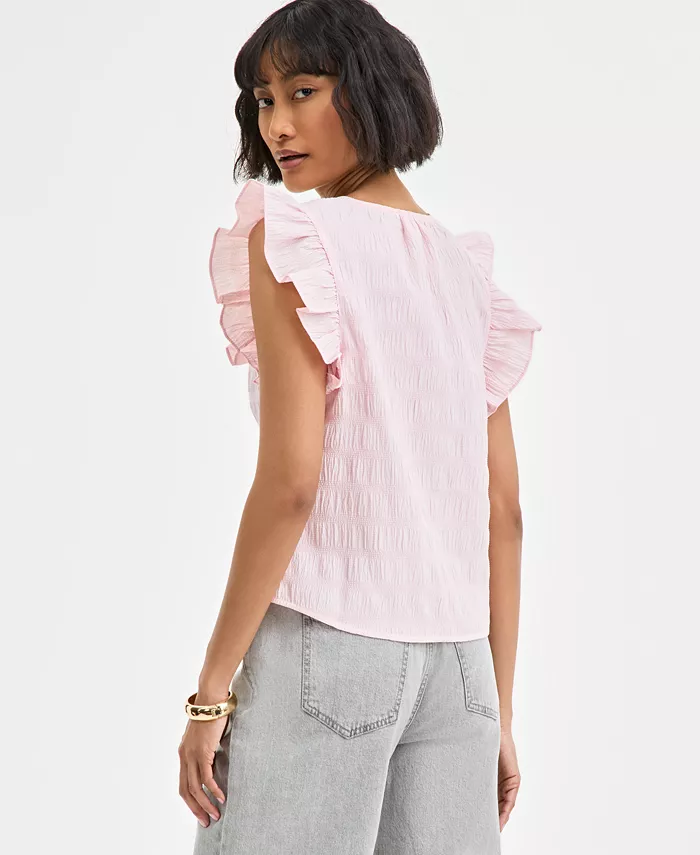 Alfani On 34th Women's Textured Sleeveless Ruffle Femme Top Exclusively At Macy's Women's Fashion Shoes & Accessories