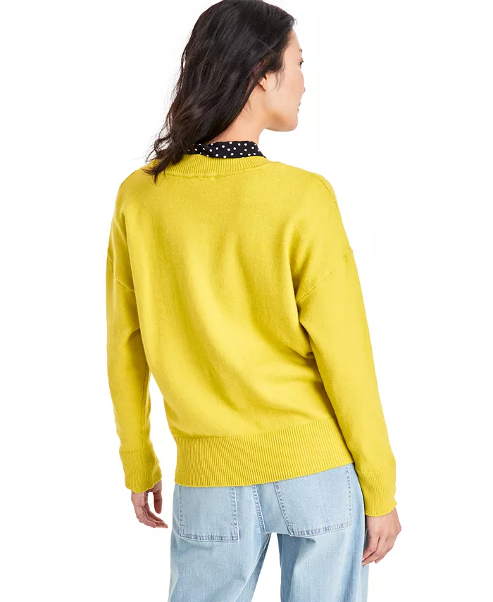 Alfani On 34th Women's V-Neck Dropped-Shoulder Sweater Created For Macy's Women's Fashion Shoes & Accessories
