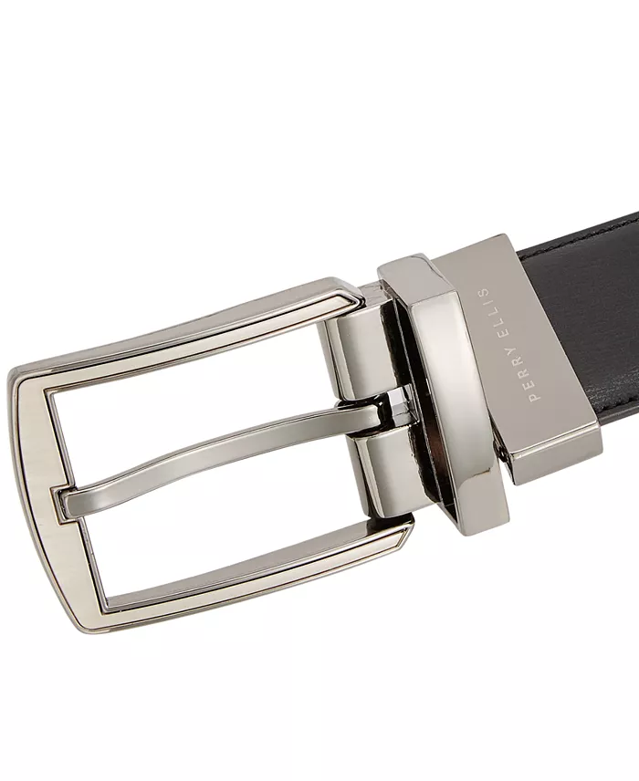 Perry Ellis Portfolio Men's Reversible Feather Stitch-Edge Belt Men's Fashion & Accessories