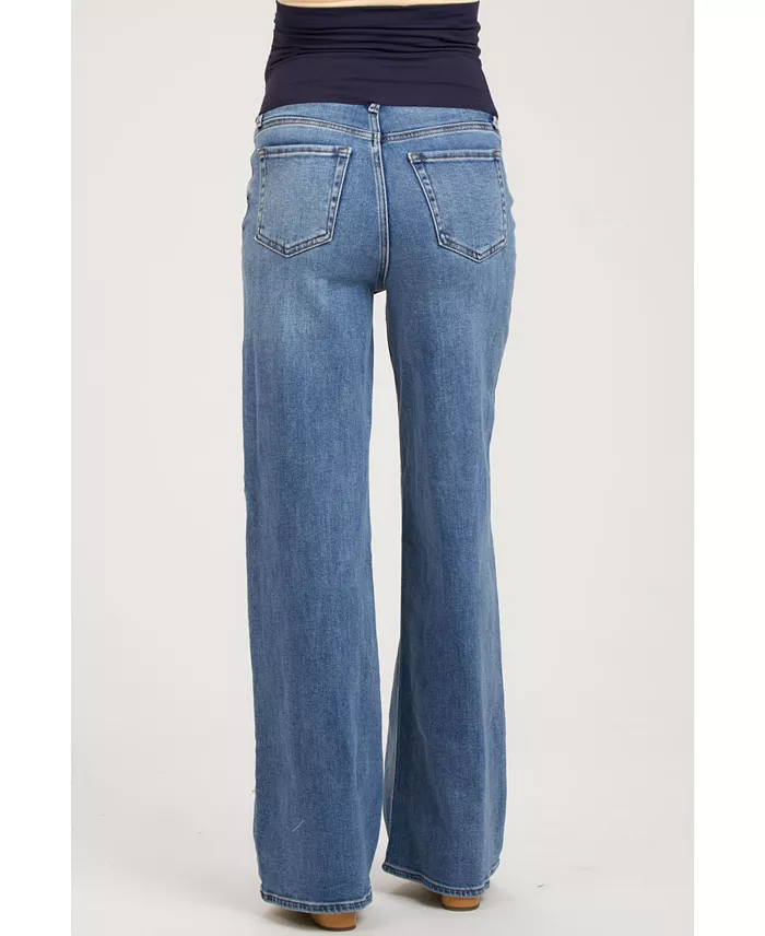 Alfani Pinkblush Blue Wide Leg Maternity Jeans Women's Fashion Shoes & Accessories