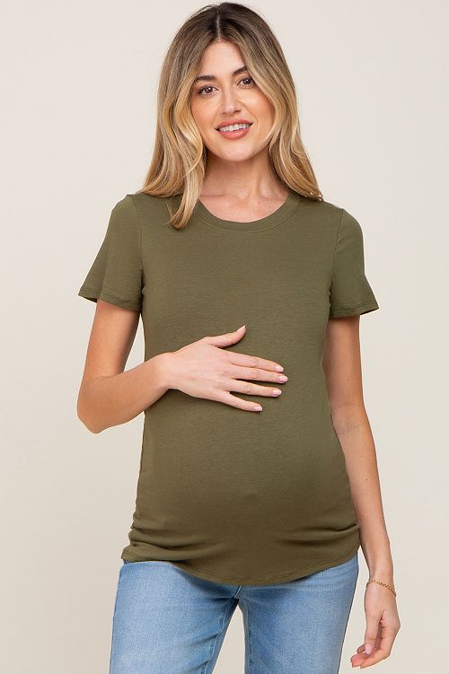alfani Pinkblush Maternity Black Basic Crew Neck Tee Women's Fashion Shoes & Accessories