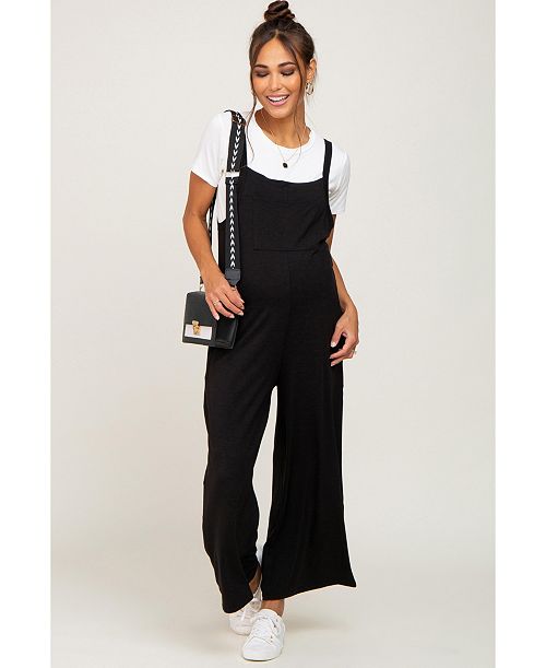 alfani Pinkblush Maternity Black Sleeveless Pocketed Wide Leg Jumpsuit Women's Fashion Shoes & Accessories
