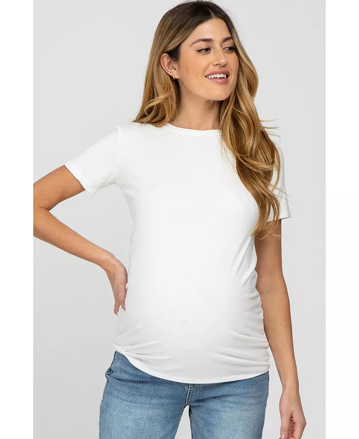 Alfani Pinkblush Maternity Blue Basic Short Sleeve Top Women's Fashion Shoes & Accessories