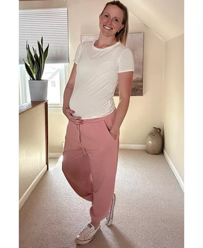 Alfani Pinkblush Maternity Blue Basic Short Sleeve Top Women's Fashion Shoes & Accessories