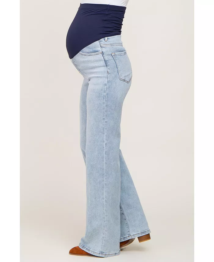 Alfani Pinkblush Maternity Light Blue Wide Leg Jeans Women's Fashion Shoes & Accessories