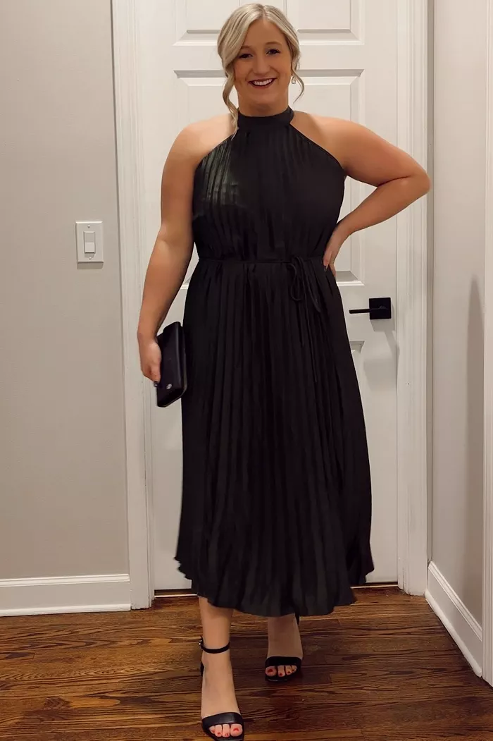 Alfani Pinkblush Maternity Olive Pleated Halter Dress Women's Fashion Shoes & Accessories