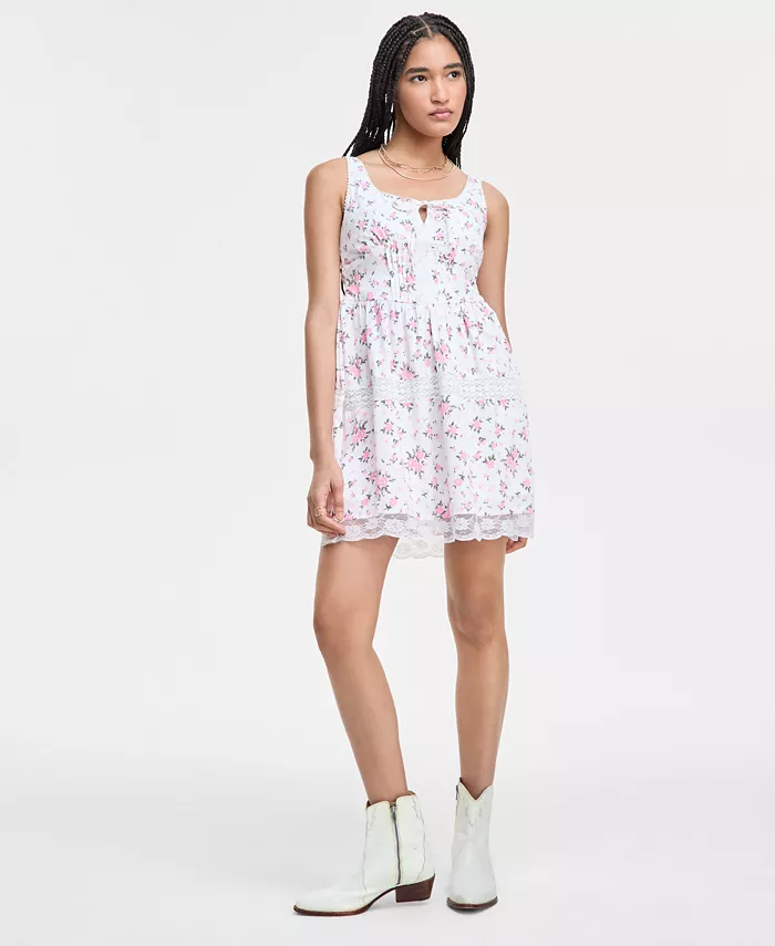 Alfani Planet Heart Juniors' Printed Sleeveless Corset Mini Dress Juniors'