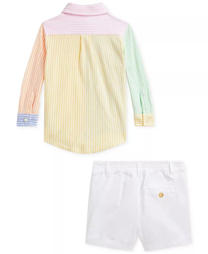 Alfani Polo Ralph Lauren Baby Boys Striped Oxford Shirt & Chino Shorts Set Kids