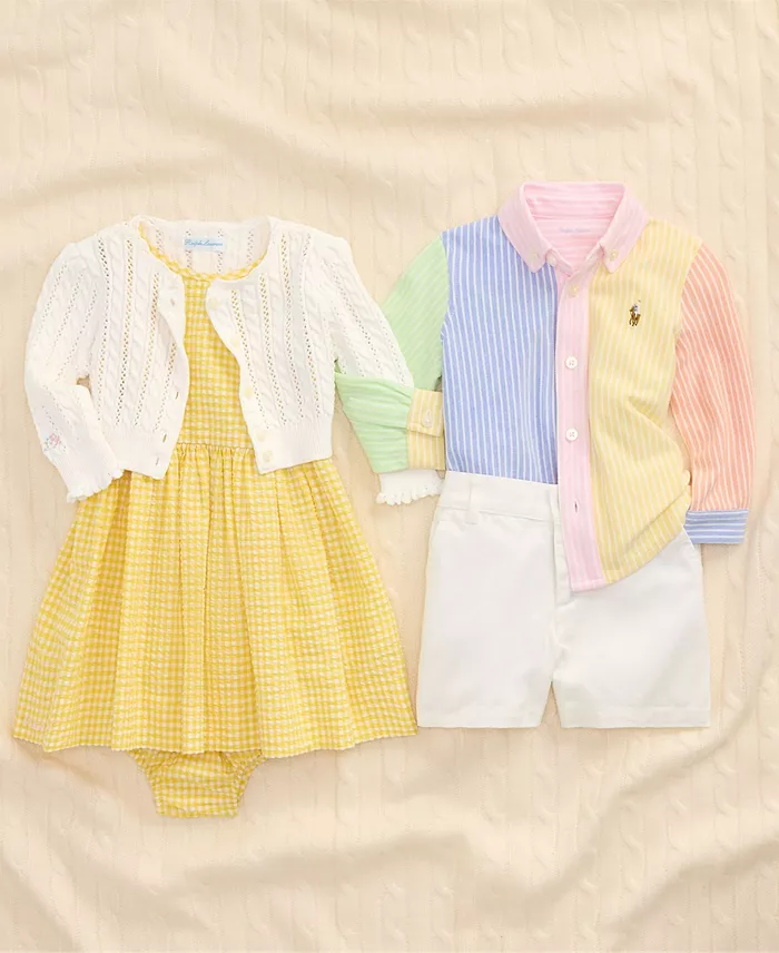 Alfani Polo Ralph Lauren Baby Boys Striped Oxford Shirt & Chino Shorts Set Kids