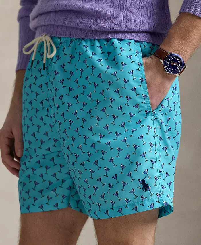 Alfani Polo Ralph Lauren Men's 5.75-Inch Traveler Classic Printed Swim Trunks Men's Fashion & Accessories