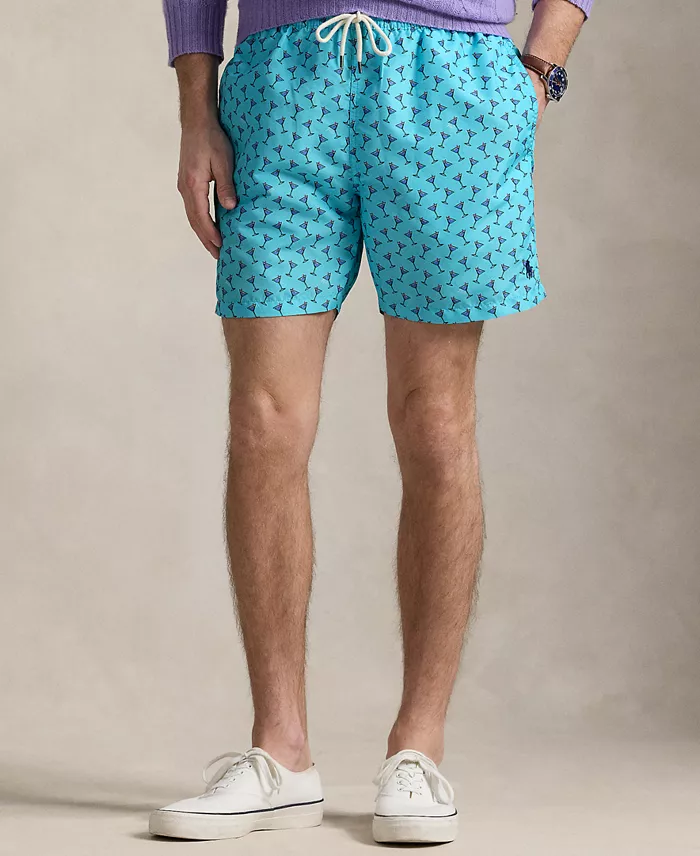 Alfani Polo Ralph Lauren Men's 5.75-Inch Traveler Classic Printed Swim Trunks Men's Fashion & Accessories