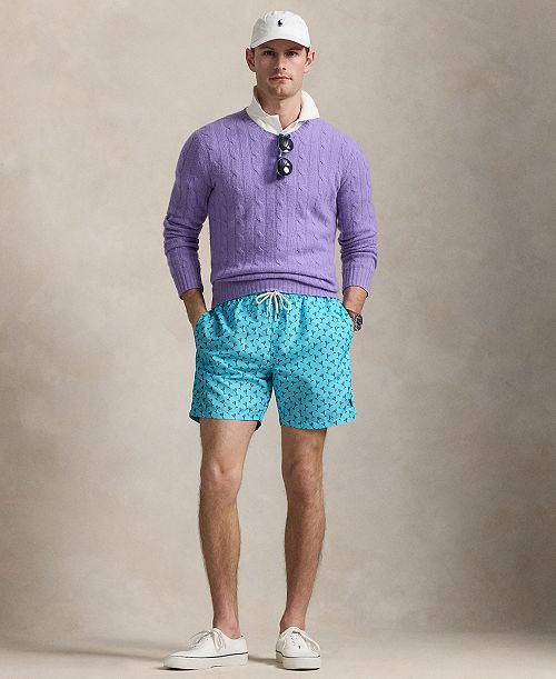 alfani Polo Ralph Lauren Men's 5.75-Inch Traveler Classic Printed Swim Trunks Men's Fashion & Accessories