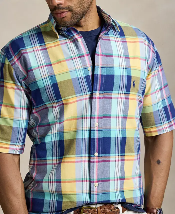 Alfani Polo Ralph Lauren Men's Big & Tall Plaid Oxford Shirt Men's Fashion & Accessories