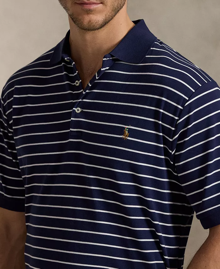 Alfani Polo Ralph Lauren Men's Big & Tall Striped Cotton Interlock Polo Shirt Men's Fashion & Accessories